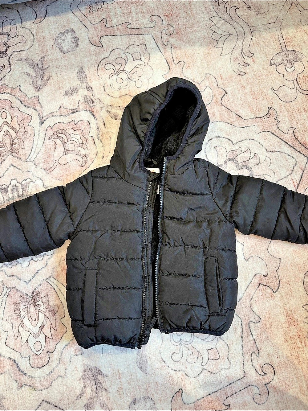 Jumping Beans Hooded Puffer Jacket Black Baby 18M Like New